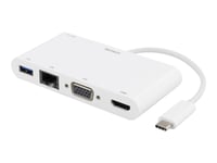 Usbc Dockingstasjon 100W Pd Hdmi 1,5A Usba Gbit Lan Vga Whi