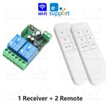 EWelink 2 CH WiFi Smart Switch, 5V 12V 24V 48V rele, ajastinmoduuli, Alexa Google Home Voice Control, kaukosäätimen valolle/moottorille