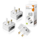 Aieve European to UK Plug Adaptor, 2 Pin EU to UK 3 Pin Adapter Plug, EU to UK Plug Converter Euro Plug Adaptor UK Socket Adapter (3-Pack, White)