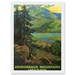 Travel Adirondack Mountains Lake Placid Tree Picture A4 Artwork Framed Wall Art Print