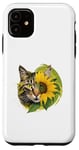 Coque pour iPhone 11 Chat mignon jaune assis parfum tournesol papillon