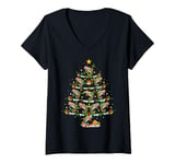 Womens Xmas Lights Santa Rainbow Trout Fish Christmas Tree V-Neck T-Shirt