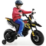 APRILIA Elmotorcykel för barn, Moto-cross (RX125) 12V 7AH, 2 Motor - 5,5 till 6 km/h, Strålkastare Horn, Musik, USB, 3 till 8 år Svart Svart, röd och gul