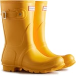 Hunter Womens Original Short Wellington Boots - Yellow material_Rubber - Size UK 4