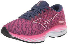 Mizuno Chaussures de Course Wave Rider 26 pour Femme, Festival Fuchsia Halogène Bleu, 38.5 EU