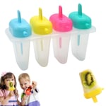 4Pk Sip Ice Lolly Maker, Ice Pop Smoothie Popsicle Ice Cream Mould Tray with Box