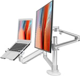 Viozon Monitor and Laptop Mount, 2-in-1 Adjustable Dual Monitor Arm Desk Stand,