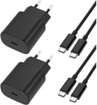 2 Pack 25w Chargeur Pour Samsung Galaxy S23/A15/A54/S21/S20/S22/A35/A52/A52s/A35/A25/A14,Chargeur Rapide Et 1,5m Cable[L3338]