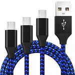 BIBTIM Câble Micro USB [2M/Lot de 3], câble micro paire mâle USB 2.0A, câble de charge rapide Android micro USB Vitesse de transfert de données 480Mbps, compatible avec Samsung Galaxy S7 S6, Sony, LG