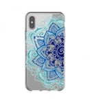 Coque Iphone X Mandala Bleu Aztec ethnique Fleur doodling transparente