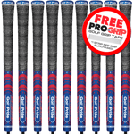 GOLF PRIDE MCC TEAM MULTI COMPOUND GOLF GRIPS NAVY / RED X 9 +FREE GRIP TAPE