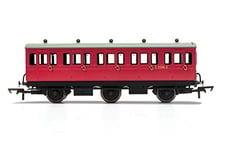 Hornby R40078A BR Crimson 3rd Class 5 Door 6 wheel coach. Electric lights + step boards E31085, Red