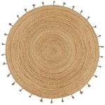 Paco Home Tapis Rond Salon Jute Motif Ethnique Boho Moderne Fait Main Tapis Naturel, Dimension:120 cm Rond, Couleur:Naturelle 6