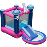 Toboggan Aquatique Gonflable Thème de l'Espace avec Piscine à Eclaboussures Toboggan Sac de Transport Piquets sans Gonfleur Maison Chic