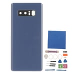 Verre De Panneau Arri&egrave;Re Arri&egrave;Re De T&eacute;L&eacute;Phone Avec Objectif De Cam&eacute;Ra Pr&eacute;-Install&eacute; Porte De Couverture Arri&egrave;Re De T&eacute;L&eacute;Phone Pour Samsung Galaxy Note 8 Sm N950 Bleu