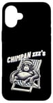 Coque pour iPhone 16 Plus Jeu de mots drôle de singe chimpanzé « Chimpan-zzz »