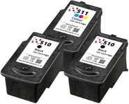 3 x Refilled PG510 & CL511 Ink Cartridges fit Canon Pixma MP 230 Printer