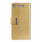 Mipcase Flip Phone Case for Sony Xperia XZ1, Classic Simple Series Wallet Case with Card Slots, Leather Business Magnetic Closure Notebook Cover for Sony Xperia XZ1 (Golden)