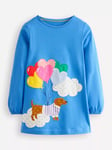 Mini Boden Kids' Applique Jersey Tunic Top, Plume Blue Dog