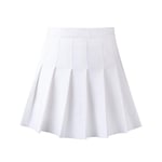 SCLDX Femme Mini Jupe,Taille Haute A-Ligne Étudiant Jupe Plissée Pantalon De Sécurité Taille Élastique Femmes Jupe Douce Sensation De Fraîcheur Danse Exécuter Jupes Uniformes, Blanc, L