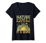 Womens Nature is not a place to visit It is home Hiking V-Neck T-Shirt