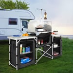 VEVOR Cuisine de Camping Armoire de Camping Pliable en Alu avec Pare-Brise Noir