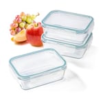 GOURMETmaxx Klick-It Lot de 3 boîtes de conservation en verre de 900 ml | Convient comme boîte à sandwich ou pour Meal Prep | Passe au lave-vaisselle, au micro-ondes et au congélateur | Couvercle de