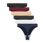 GRANKEE String Tanga en Femme Taille Haut sous-Vêtements Invisible élastique Confortable Thong, Lot de 6(BWSNRG 6 Pack S)