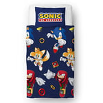 Sonic The Hedgehog Official Single Duvet Cover Set | Jump Design Reversible 2 Sided Bedding Including Matching Pillow Case | Character World Brands Gaming Single Bed Set | Polycotton