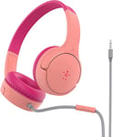 Belkin Casque audio filaire SoundForm Mini (pour enfants, circum-aural, micro intégré, pour apprentissage en ligne, école, voyage, jeu, pour appareils dotés d'un port audio 3,5 mm, rose)