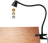 Clamp Desk Lamp, Clip On Reading Light, 3000-6500K Black CeSunlight