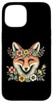 Coque pour iPhone 15 Couronne de fleurs de renard