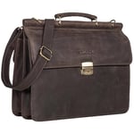 STILORD 'Stephan' Sac Porte Documents Cuir Homme Femme Serviette de Travail Vintage Sac Ordinateur Business 16 Pouces Sac Bandoulière en Cuir Véritable, Couleur:Marron - foncé