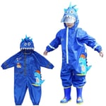 Raincoat, Children's Raincoat, Hooded Boy's Rain Coat Jacket Reusable Waterproof Emergency Raincoat with Sleeves,Blue,L