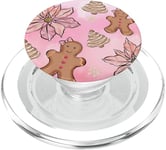 Arbre de Noël mignon en pain d'épice rose et décoration florale pour fille PopSockets PopGrip pour MagSafe