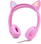 Casque Pour Enfants Avec Led Cat Ears, Écouteurs Pour Filles 85Db Volume Limité, Casque Avec Fil Et Port De Partage 3.5Mm Casque Pour Bébé Pour Tablette- Rose[CAS311004]