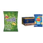 Walkers Crisps Squares Cheese and Onion Snacks Box, 27.5 g (Case of 32) (Packaging may vary) & Cheese and Onion Crisps, 32.5g (Case of 32)