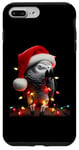 Coque pour iPhone 7 Plus/8 Plus Perroquet gris avec bonnet de Père Noël et lumières de Noël