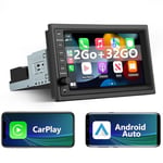 AWESAFE Autoradio 1 din 2 din Android 13 Universel Voiture Modèles Écran de 7 Pouces Supporte GPS Carplay Android Auto WiFi Bluetooth FM RDS USB Commande au Volant[2Go+32Go]