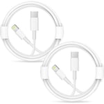 2-pack USB C till Lightning-kabel för iPhone 14 13 13 Pro Max 13 Mini 12 Pro Max 11 Pro,1m Vit