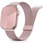 Yoohoo Adjustable Metal Strap Compatible with Apple Watch Straps 38mm 40mm 41mm 42mm(Series 10) Women Men,Upgraded Replacement Band for iWatch Series 10 9 8 7 6 5 4 3 2 1 SE Double Magnetic,Pink