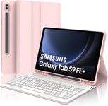 Clavier Samsung Tab S9 FE+ 12.4"" - Coque Clavier Galaxy Tab FE+ 12.4"" 2023, AZERTY Français Clavier Magnétique Détachable pour Samsung Tab S9 FE+ 12.4"" 2023, Rose