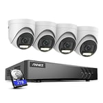 ANNKE 8CH 3K Security Camera System with Audio/Mic, 3K Lite Surveillance AI DVR and 4 x 3K (2960*1665) CCTV Dom Camera with Dual Light, Human/Vehicle Detection, IP67, Color Night Vision,2TB Hard Drive