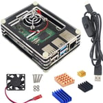 Raspberry Pi 4 Case Kit Acylic case with Fan Power Switch Cable Heatsink