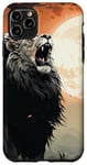 Coque pour iPhone 11 Pro Max Portrait rétro lion rugissant coucher de soleil arbres safari gardiens de zoo