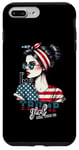 Coque pour iPhone 7 Plus/8 Plus Trump Girl Messy Bun Trump 2024 Élection Drapeau américain