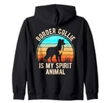 Border Collie Is My Spirit Animal Retro Dog Lovers Zip Hoodie