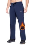 BALEAF Pantalon de sport en polaire imperméable pour homme, coupe ample, thermique, idéal pour la randonnée, la course à pied, avec poches, bleu, 31-35