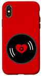 Coque pour iPhone X/XS disque vinyle vintage cœur album rouge valentines mignon rétro