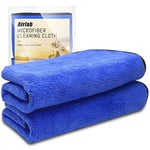 Airlab 90 x 60 CM XXL Chiffons Microfibre Voiture Professionnel Efficace Lot de 2, Serviettes pour Detailing Auto Moto, Torchons 500 GSM Anti Rayures Polissage Super Absorbant Séchage, Bleu et Gris